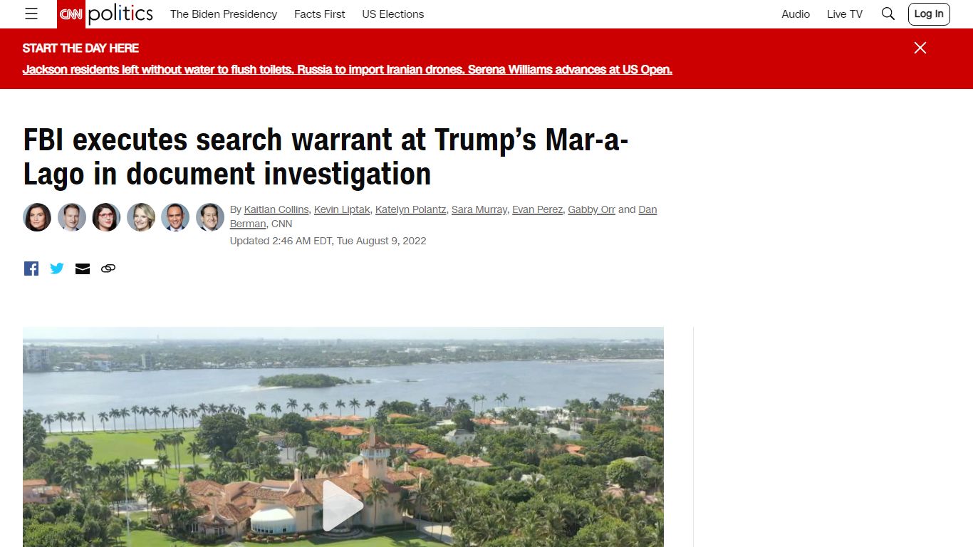 FBI executes search warrant at Mar-a-Lago, Trump says