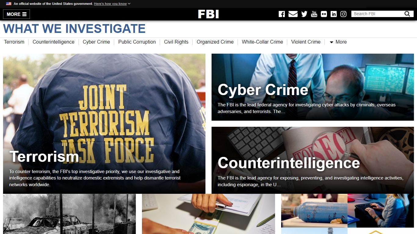 What We Investigate — FBI - Federal Bureau of Investigation